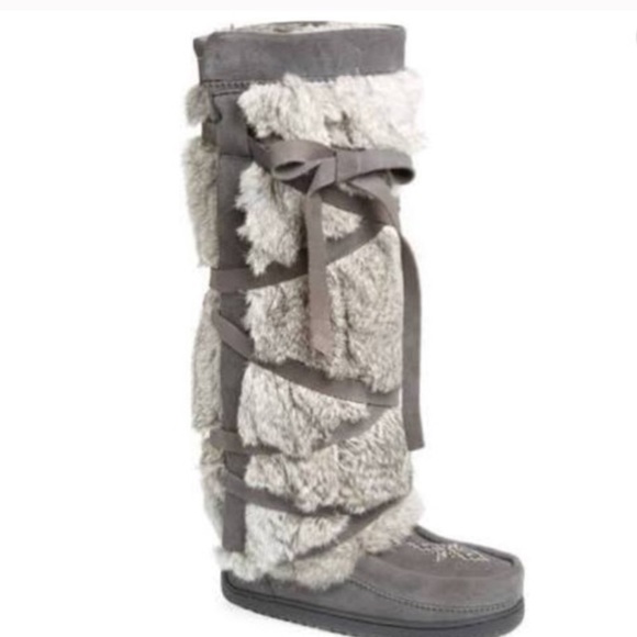 Manitobah Muklucks Rabbit-Fur Tall Wrap Boot - Picture 1 of 12